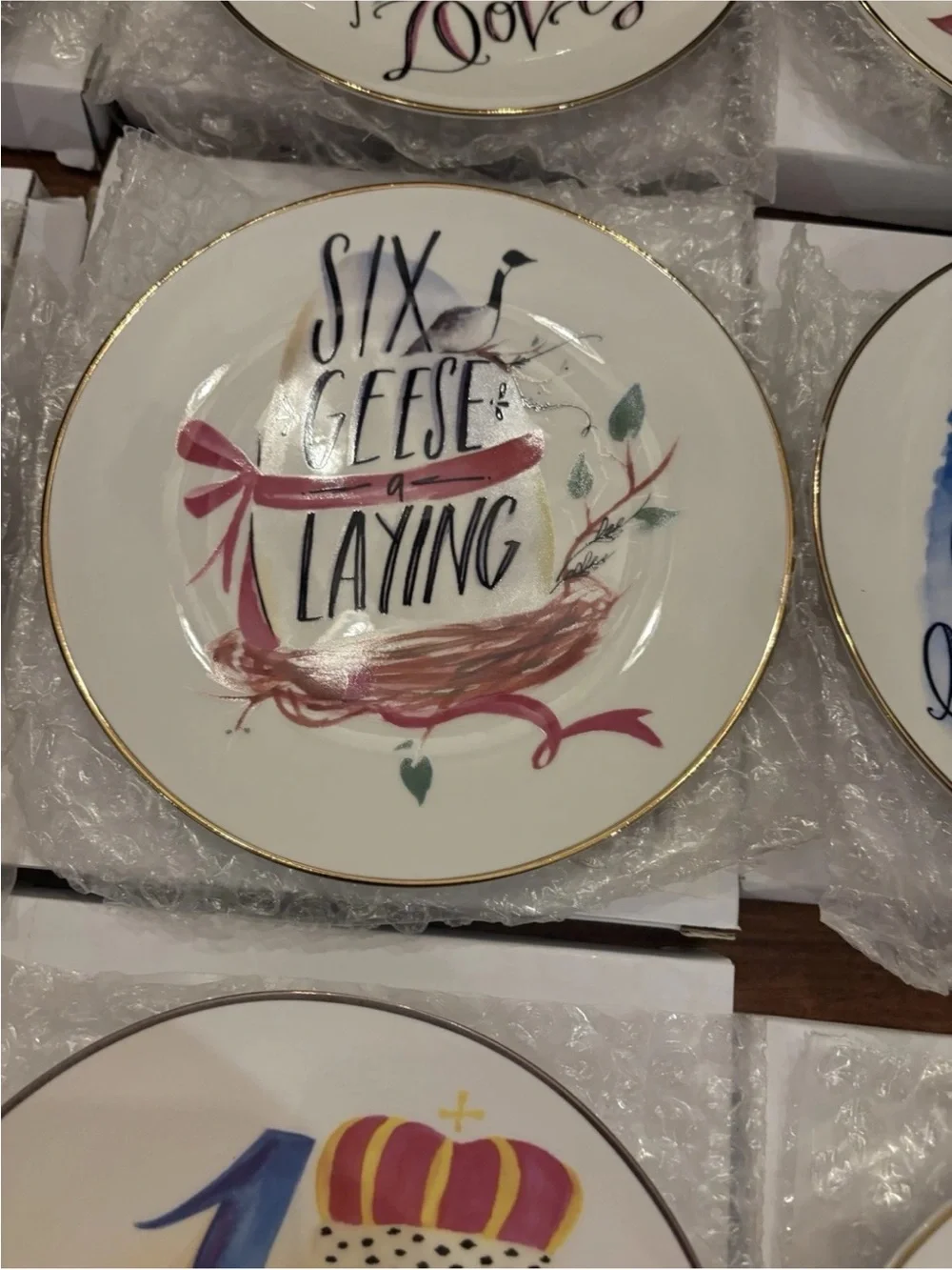 Mary & Martha 12 Days of Christmas Dessert Plates Complete Set of 12 NIB
